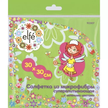 Салфетки из микрофибры с зелеными цветами 300х300 мм Elfe 92307 купить в Нижневартовске