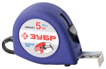 Рулетка ЗУБР "СТАНДАРТ", корпус с резиновым напылением, 5м/19мм 34016-5 купить в Нижневартовске