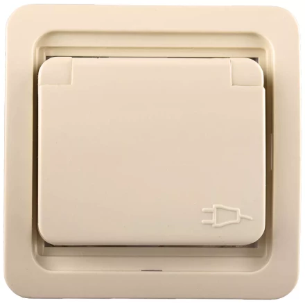 Розетка СВЕТОЗАР "ГАММА" одинарная с крышкой, с заземлением, цвет бежевый,16А/~250В SV-54110-B купить в Нижневартовске