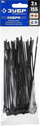 Кабельные стяжки черные КОБРА с плоским замком нейлоновые пакет серия ПРОФЕССИОНАЛ купить в Нижневартовске