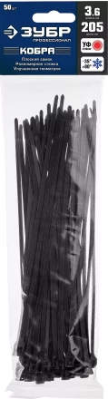 Кабельные стяжки черные КОБРА с плоским замком нейлоновые пакет серия ПРОФЕССИОНАЛ купить в Нижневартовске