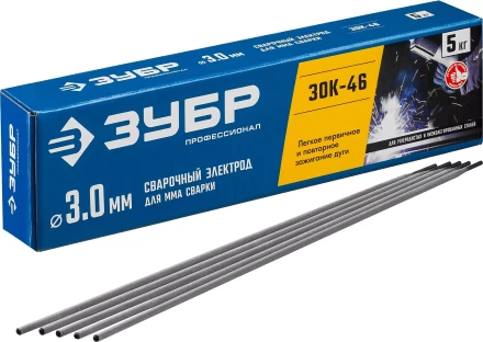 ЗУБР Д 3.0 х 350 мм, 5 кг в коробке, ЗОК-46 рутил-целлюлозный, электрод сварочный, Профессионал (40035-3.0) купить в Нижневартовске