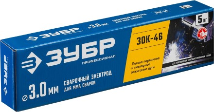 ЗУБР Д 3.0 х 350 мм, 5 кг в коробке, ЗОК-46 рутил-целлюлозный, электрод сварочный, Профессионал (40035-3.0) купить в Нижневартовске