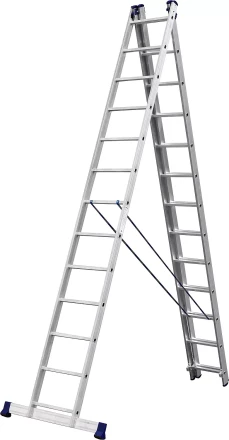 Лестница СИБИН универсальная,трехсекционная со стабилизатором, 13 ступеней 38833-13 купить в Нижневартовске