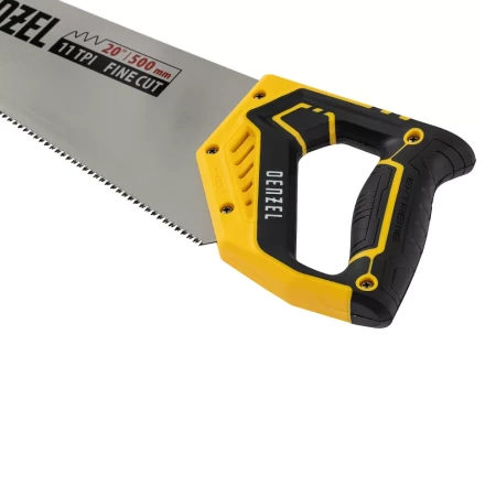 Ножовка по дереву, 500 мм, 11 TPI, зуб 3D, двухкомпонентная рукоятка Denzel 24148 купить в Нижневартовске