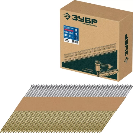 ЗУБР SN34 (D34) 90 х 3.1 мм, реечные гвозди рифленые оцинкованные, 3000 шт (305399-90) купить в Нижневартовске