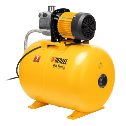 Насосная станция Denzel 97311, PSL1100X, 1100 Вт, 3600 л/ч, ресивер 50 л, подъем 45 м, нержавейка купить в Нижневартовске
