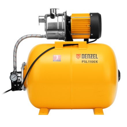 Насосная станция Denzel 97311, PSL1100X, 1100 Вт, 3600 л/ч, ресивер 50 л, подъем 45 м, нержавейка купить в Нижневартовске
