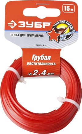 Леска ЗУБР для триммеров, &quot;звезда&quot;, диаметр 2.4мм, длина 15м 70102-2.4-15 купить в Нижневартовске
