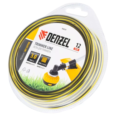 Леска для триммера двухкомпонентная квадратная, 3,0мм х 12м, блистер SkyCutter Denzel 96839 купить в Нижневартовске