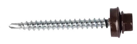 Саморезы ЗУБР "ПРОФЕССИОНАЛ" окраш., RAL 8017 шокол.-коричн., для крепл. кров. матер. к дерев. обреш., 4.8x50мм, 250шт 4-300315-48-050-8017 купить в Нижневартовске