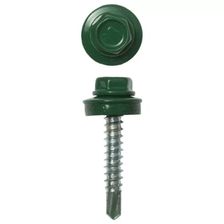 Саморезы ЗУБР "ПРОФЕССИОНАЛ" окраш., RAL 6002 зелен. лист, для крепл. кров. матер. к дерев. обреш., 4.8х29мм, 2500шт 4-300310-48-029-6002 купить в Нижневартовске