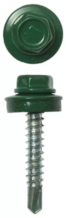 Саморезы ЗУБР "ПРОФЕССИОНАЛ" окраш., RAL 6002 зелен. лист, для крепл. кров. матер. к дерев. обреш., 4.8х29мм, 2500шт 4-300310-48-029-6002 купить в Нижневартовске