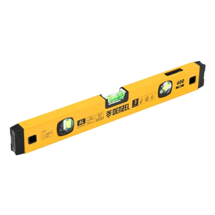 Уровень алюминиевый Denzel 33690, магнит., фрезерованный, 3 глазка (1 зеркал.), 0,5 мм/м, 400 мм купить в Нижневартовске