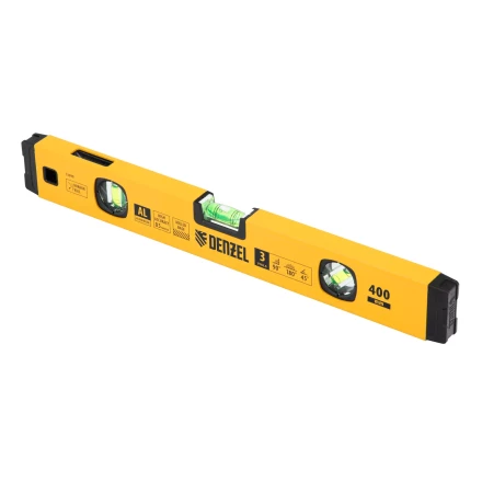 Уровень алюминиевый Denzel 33690, магнит., фрезерованный, 3 глазка (1 зеркал.), 0,5 мм/м, 400 мм купить в Нижневартовске