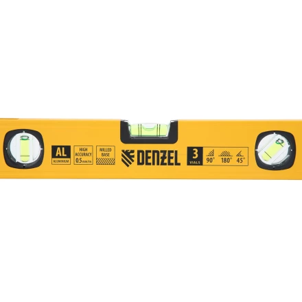Уровень алюминиевый Denzel 33690, магнит., фрезерованный, 3 глазка (1 зеркал.), 0,5 мм/м, 400 мм купить в Нижневартовске