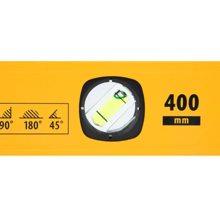 Уровень алюминиевый Denzel 33690, магнит., фрезерованный, 3 глазка (1 зеркал.), 0,5 мм/м, 400 мм купить в Нижневартовске