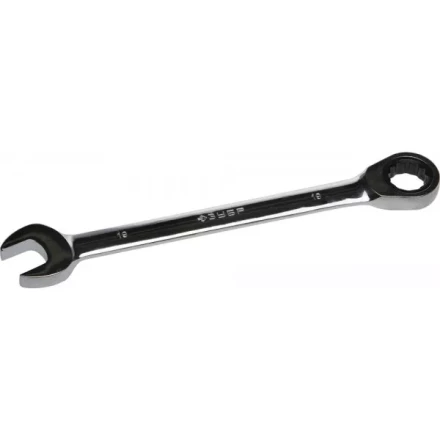 Ключ ЗУБР "ПРОФИ" гаечный комбинированный трещоточный, Cr-V сталь, хромированный, 19мм 27074-19 купить в Нижневартовске