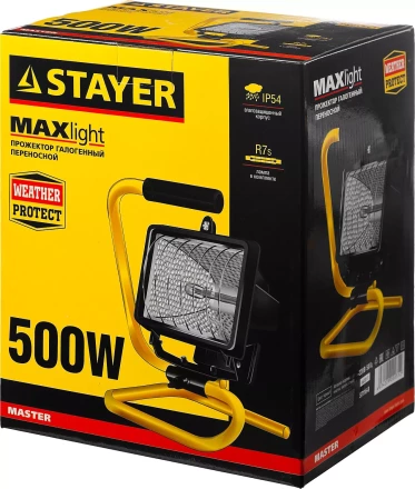 Прожектор STAYER "MASTER" MAXLight галогенный, переносной с подставкой, черный, 500Вт 57116-B купить в Нижневартовске