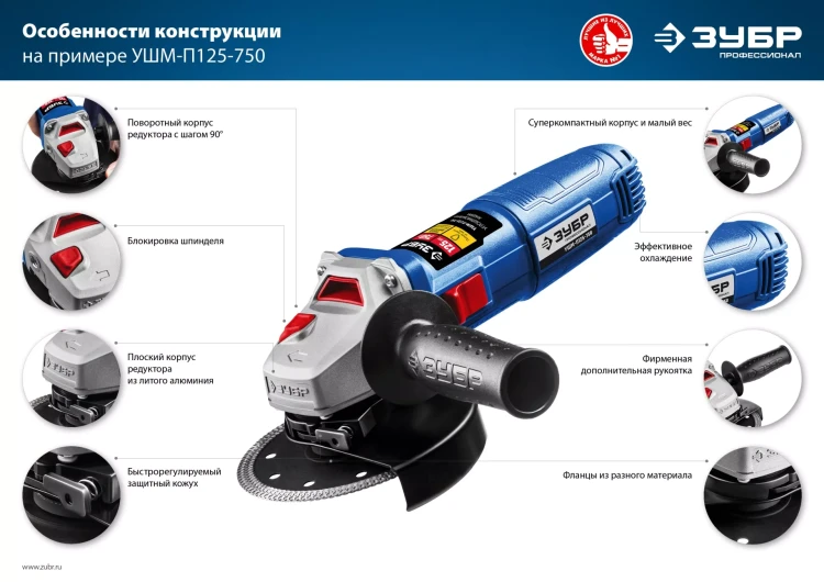 Машина углошлифовальная компактная УШМ-П125-750 серия ПРОФЕССИОНАЛ купить в Нижневартовске