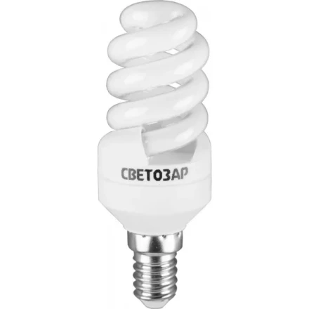 Энергосберегающая лампа СВЕТОЗАР "КОМПАКТ" спираль,цоколь E14(миньон),Т2,теплый белый свет(2700 К), 10000час, 9Вт(45) 44351-09_z01 купить в Нижневартовске