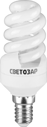 Энергосберегающая лампа СВЕТОЗАР &quot;КОМПАКТ&quot; спираль,цоколь E14(миньон),Т2,теплый белый свет(2700 К), 10000час, 9Вт(45) 44351-09_z01 купить в Нижневартовске