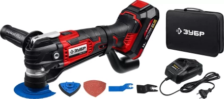 ЗУБР C1-18, 18 В, OQIS, АКБ (2 А·ч), реноватор, сумка, набор насадок (МФИ-18-21) купить в Нижневартовске