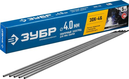 ЗУБР Д 4.0 х 450 мм, 5 кг в коробке, ЗОК-46 рутил-целлюлозный, электрод сварочный, Профессионал (40035-4.0) купить в Нижневартовске