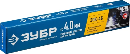 ЗУБР Д 4.0 х 450 мм, 5 кг в коробке, ЗОК-46 рутил-целлюлозный, электрод сварочный, Профессионал (40035-4.0) купить в Нижневартовске