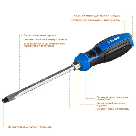 ЗУБР Ударник, SL8 х 150 мм, ударная отвертка, Профессионал (25271-8) купить в Нижневартовске