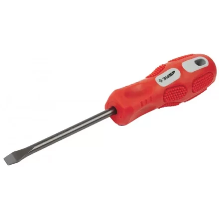 Отвертка ЗУБР "ПРОФИ" хромованадиевая сталь, двухкомпонентная рукоятка, магнит наконечник, SL6,0x100мм 25231-6.0-100_z01 купить в Нижневартовске