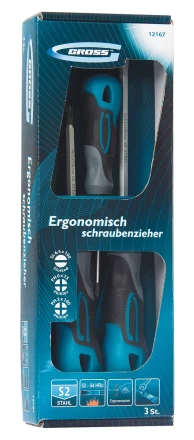 Набор отвёрток комбинированный 3 шт,S2 трехкомпонентная рукоятка GROSS 12167 купить в Нижневартовске