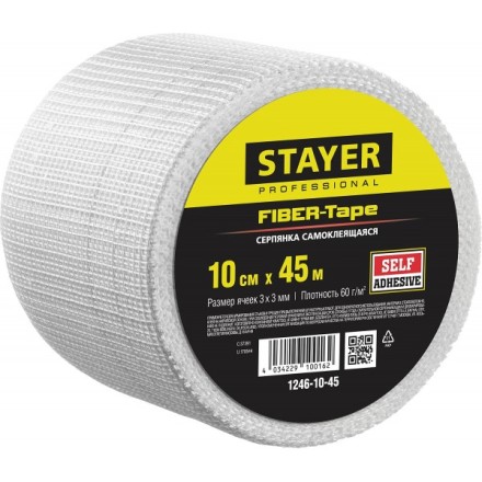 Серпянка самоклеящаяся FIBER-Tape, 10 см х 45м, STAYER Professional 1246-10-45 1246-10-45 купить в Нижневартовске