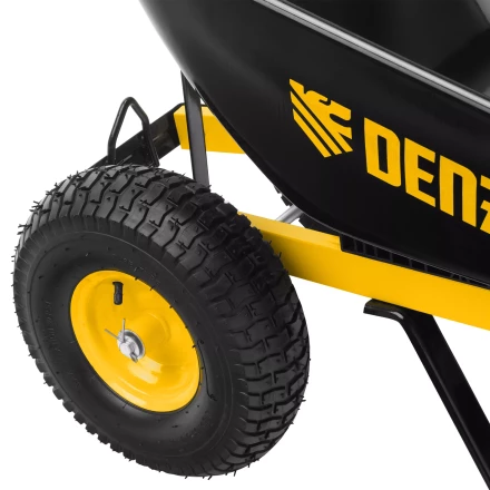 Тачка строительная усиленная объем 140 л 250 кг двухколесная колесо 15х6.00-6 Denzel 69000 купить в Нижневартовске