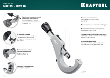 Труборезы KRAFTOOL для труб из нержавеющей стали 23935 купить в Нижневартовске