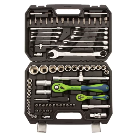 Набор инструментов 82 предмета, CrV, 1/2", 1/4" Сибртех 13514 купить в Нижневартовске