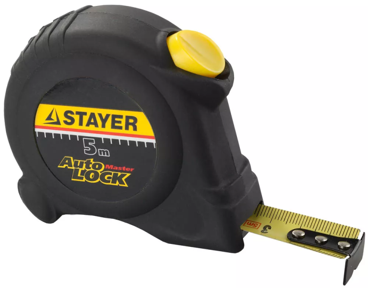 Рулетка STAYER "MASTER" "AUTOLOCK", корпус с резиновым напылением, автостоп, 5мх19мм 2-34126-05-19_z01 купить в Нижневартовске
