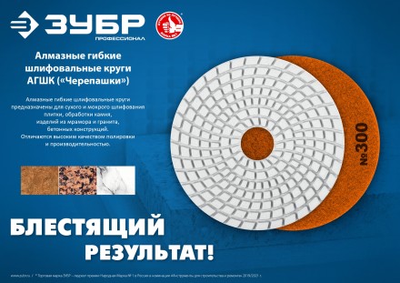 ЗУБР 100 мм, №1000, мокрое шлифование, алмазный гибкий шлифовальный круг АГШК, Профессионал (29866-1000) купить в Нижневартовске