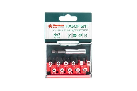 Набор бит HAMMER 25мм (PB набор No2 12шт.  Ph/Pz/Sl/Tх) купить в Нижневартовске