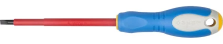 ЗУБР "ПРОФИ ЭЛЕКТРИК". Отвертка Cr-V, трехкомпонент рукоятка, высоковольтная до ~1000В, SL, 5,5x125 мм 25261-5.5-125 купить в Нижневартовске