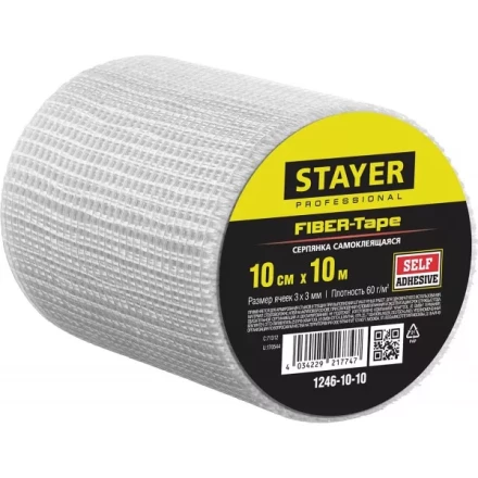 Серпянка самоклеящаяся FIBER-Tape, 10 см х 10м, STAYER Professional 1246-10-10 1246-10-10 купить в Нижневартовске