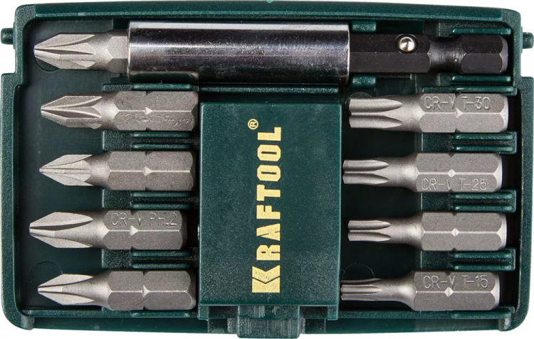 Набор бит "COMPACT-10" с магнитным адаптером, KRAFTOOL 26130-H10, в мини бит-боксе, 10 предметов 26130-H10 купить в Нижневартовске
