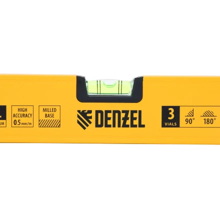 Уровень алюминиевый Denzel 33692, магнит, фрезерованный, 3 глазка (1 зеркал.), 0,5 мм/м, 800 мм купить в Нижневартовске