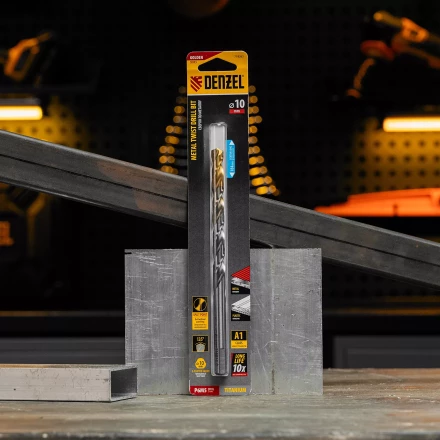 Сверло спиральное по металлу Denzel, 10 х 184 мм, Р6М5, Golden Tip, удлиненное 718263 купить в Нижневартовске