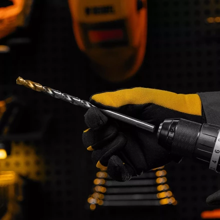 Сверло спиральное по металлу Denzel, 10 х 184 мм, Р6М5, Golden Tip, удлиненное 718263 купить в Нижневартовске