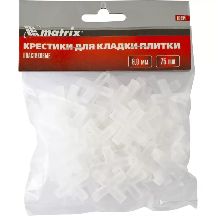 Крестики 6 мм для кладки плитки 75 штук MATRIX артикул 88094 купить в Нижневартовске