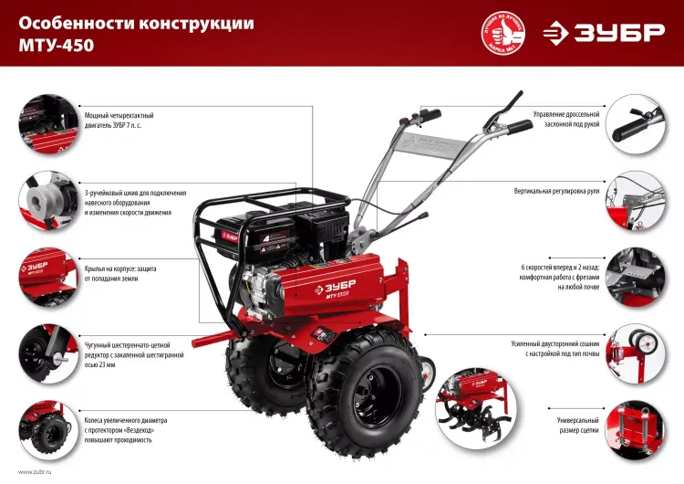 Мотоблок бензиновый усиленный МТУ-450 серия МАСТЕР купить в Нижневартовске