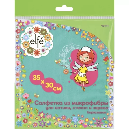 Салфетка из микрофибры для оптики стекол и зеркал бирюзовая 350х300 мм Elfe 92311 купить в Нижневартовске