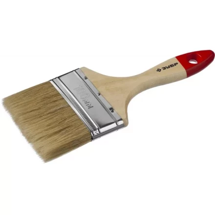 Кисть плоская  ЗУБР "УНИВЕРСАЛ-МАСТЕР", натуральная щетина, деревянная ручка, 100мм 4-01003-100 купить в Нижневартовске