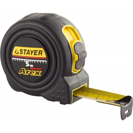 Рулетка STAYER &quot;PROFI&quot; &quot;AREX&quot;, двухкомпонентный противоударный корпус, упрочненное полотно, 5м/25мм 3410-05-25_z01 купить в Нижневартовске